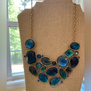Joan Rivers Teal &‎ Blue Jeweled Bib Statement Necklace New